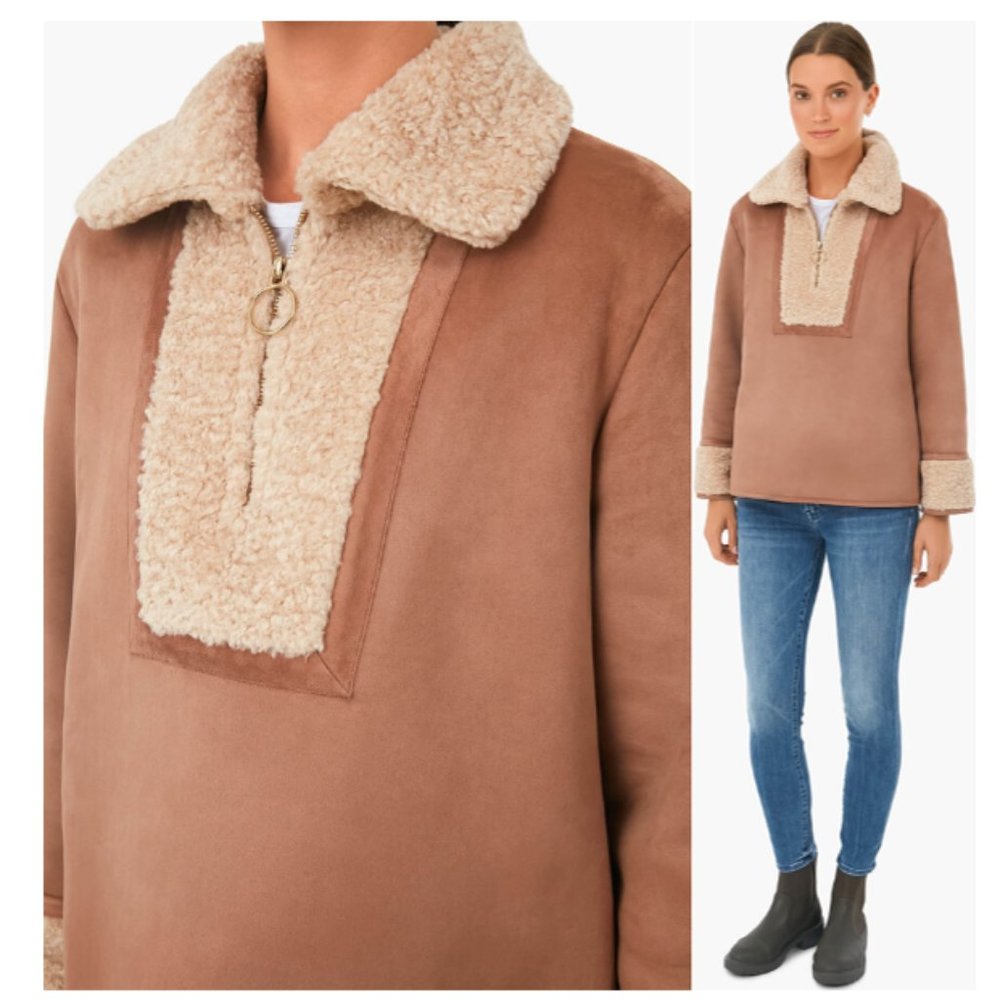 Tuckernuck | NEW Stella Camel Shearling 1/4 Zip Sherpa Jacket Size XS - Picture 4 of 15